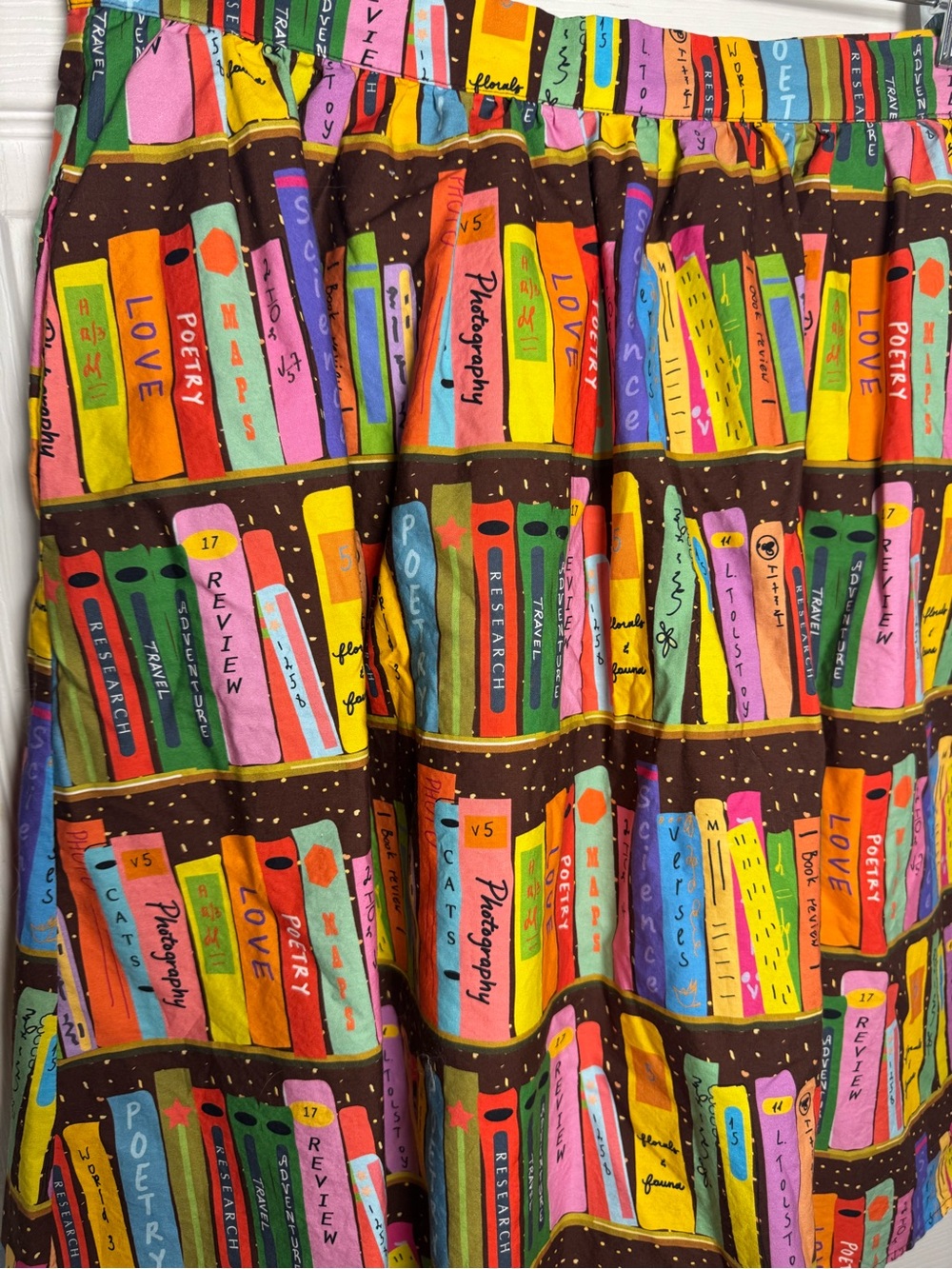 ModCloth Literary Flirt Book Library Skirt Midi Novelty Bookshelf Whimsy Booktok - Picture 4 of 13